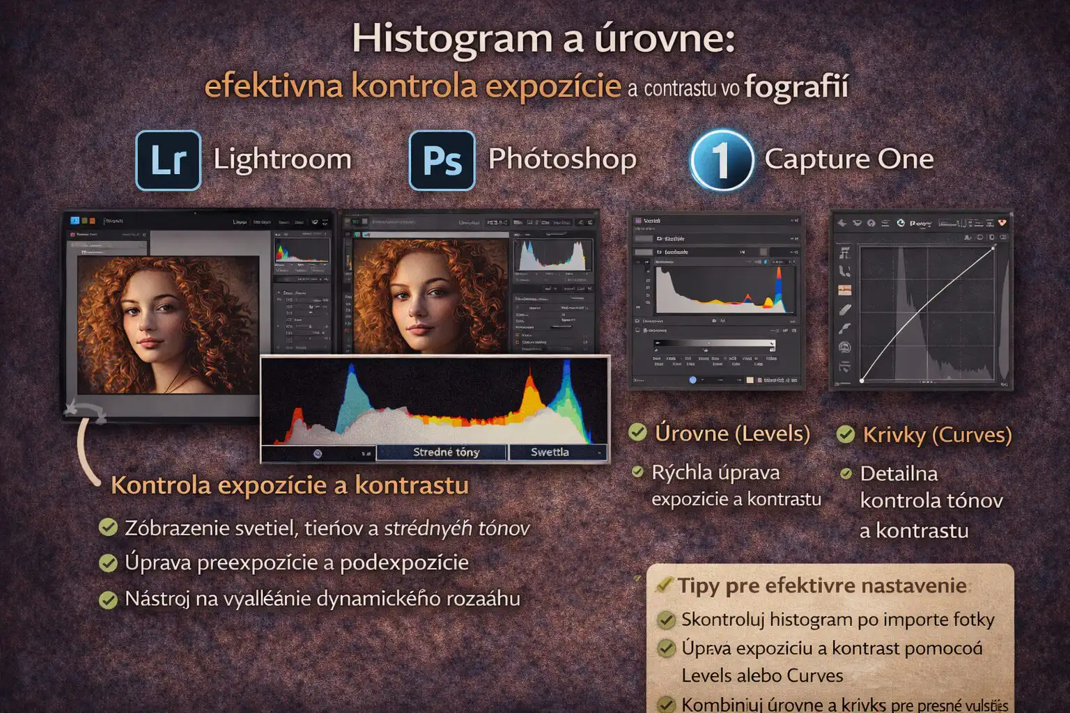 Histogram a úprava expozície v Lightroom, Photoshop a Capture One – pred/po porovnanie