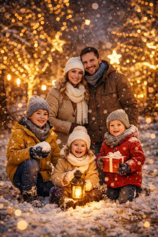 Rodinné fotenie v Košiciach počas sviatkov – kreatívne efekty, detailné úpravy a profesionálny workflow (časť 2.2.2)