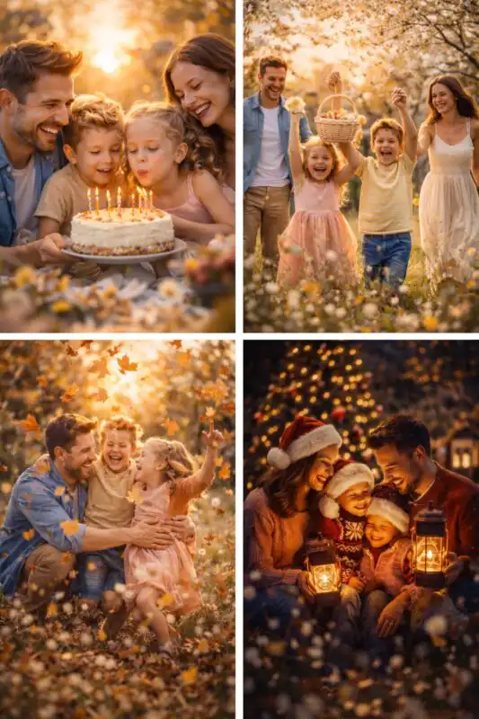 Ako fotiť rodinné portréty vonku pri špeciálnych príležitostiach a sezónach