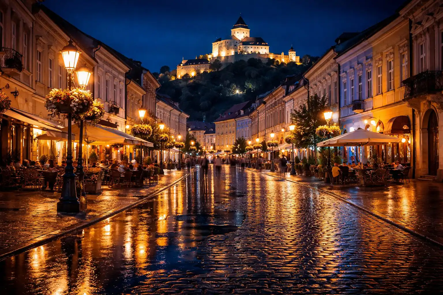 Nočná fotografia Trenčín