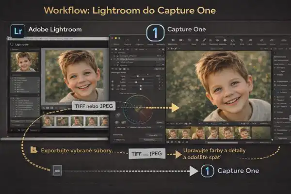 Ukážka prepojenia Lightroom a Capture One pre detailnú retuš a farebnú korekciu detských portrétov