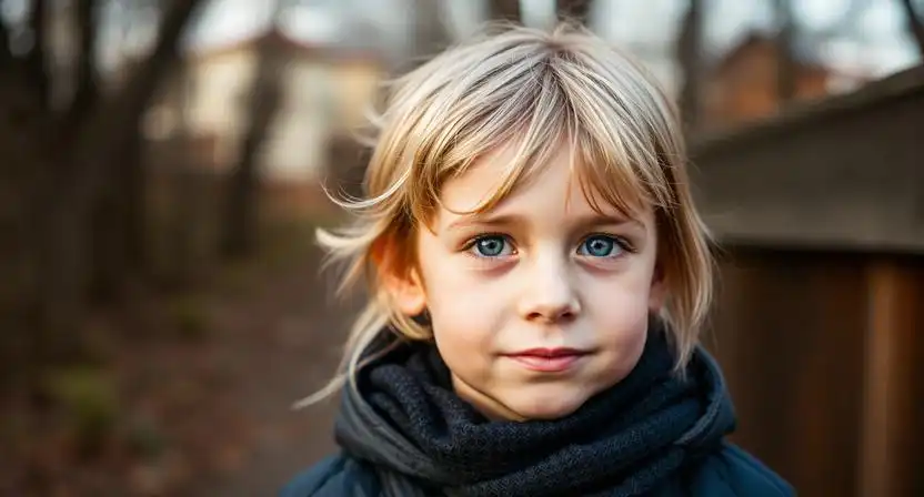 Profesionálny fotograf fotografuje portrét dieťaťa v prirodzenom svetle a kontroluje ostrenie očí