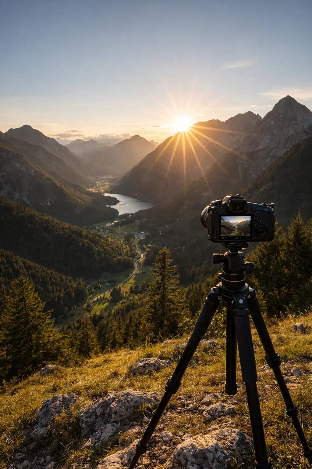 Fotografovanie krajiny so statívom a clonou f11 pre veľkú hĺbku ostrosti