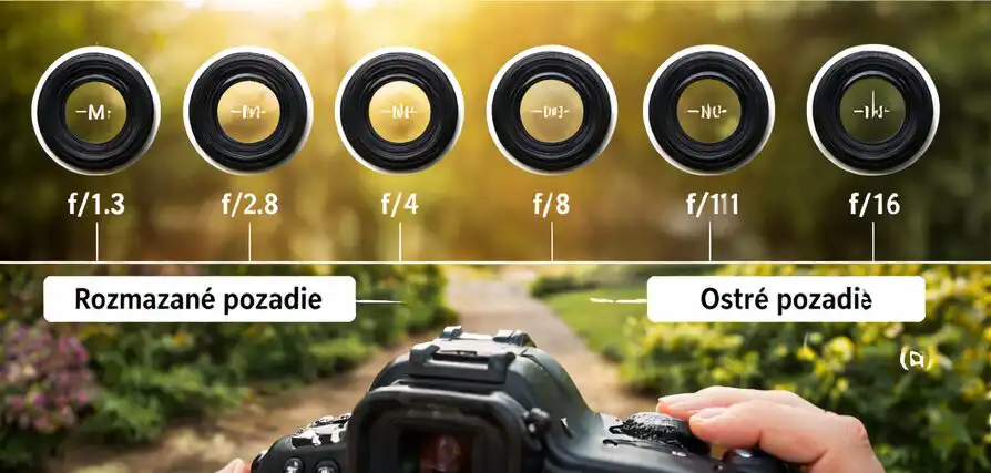 Ukážka rôznych hodnôt clony objektívu f1.8 až f16 a ich vplyv na hĺbku ostrosti