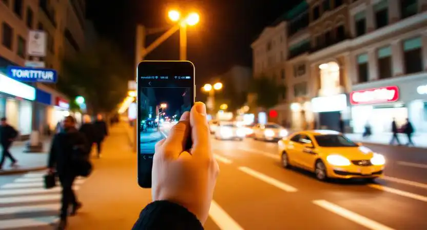 rozmazana fotografia z mobilu sposobena pohybom ruky