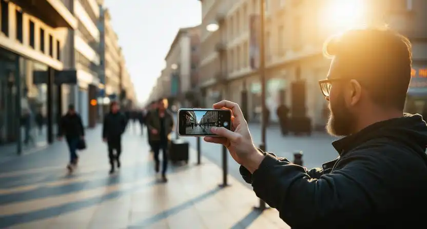 fotografovanie mobilom v prirodzenom svetle v mestskom prostredí