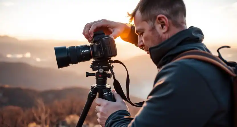 nastavenie fotoaparatu pri fotografovani krajiny na stative v prirode