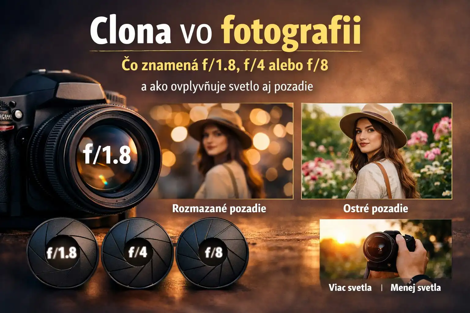 Detail clony a rozostreného pozadia pri praktickej ukážke
