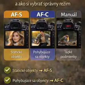 Autofokus vs manuálne ostrenie – kedy použiť AF-S, AF-C, manuál a ako si vybrať správny režim