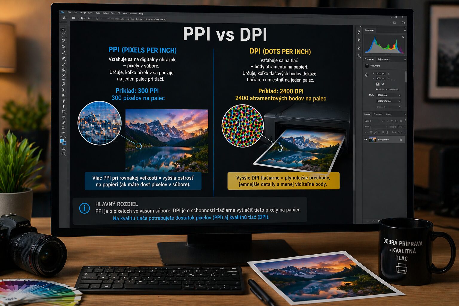 porovnanie ppi a dpi pri príprave fotografie na tlač na monitore