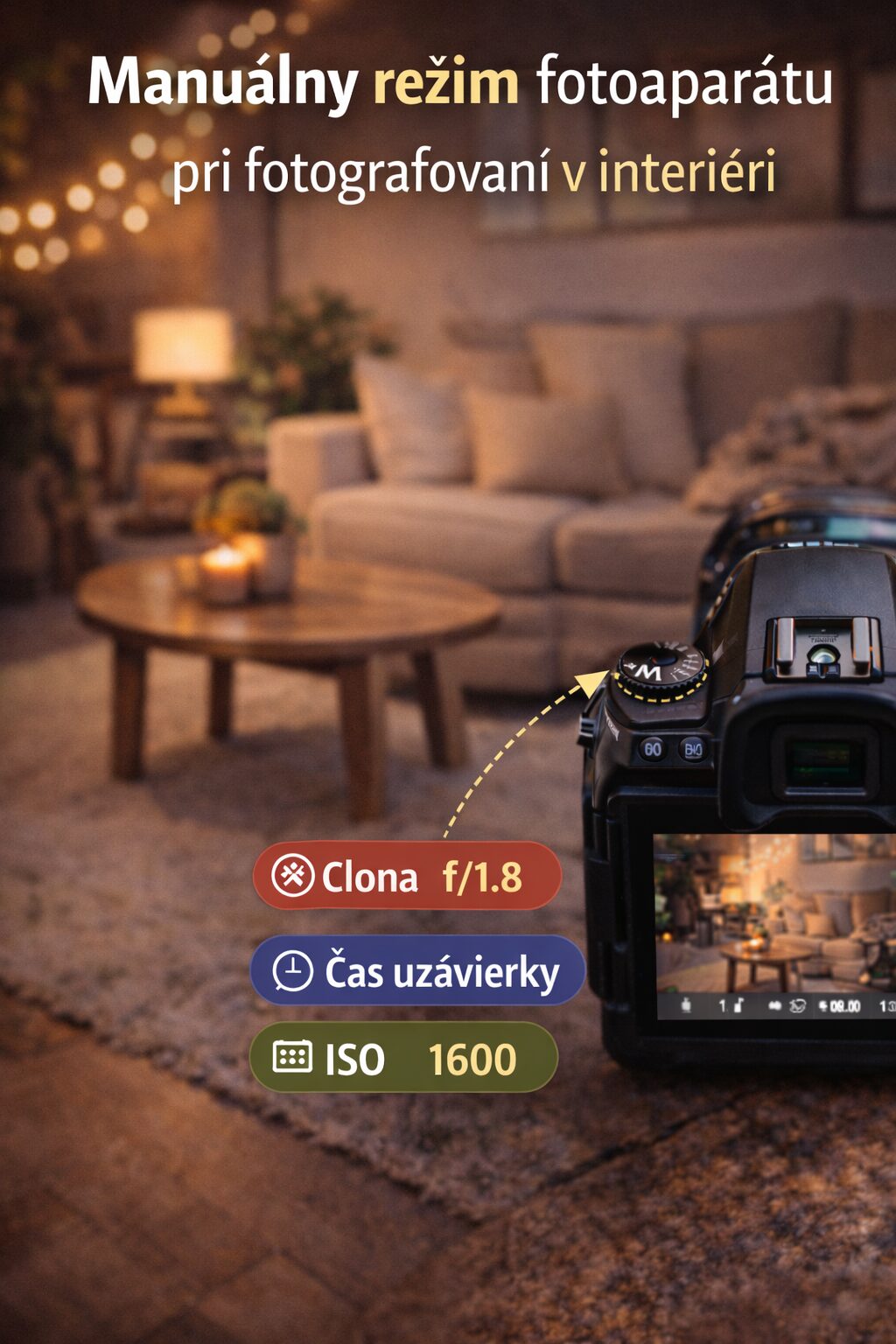 manuálny režim fotoaparátu pri fotografovaní v interiéri