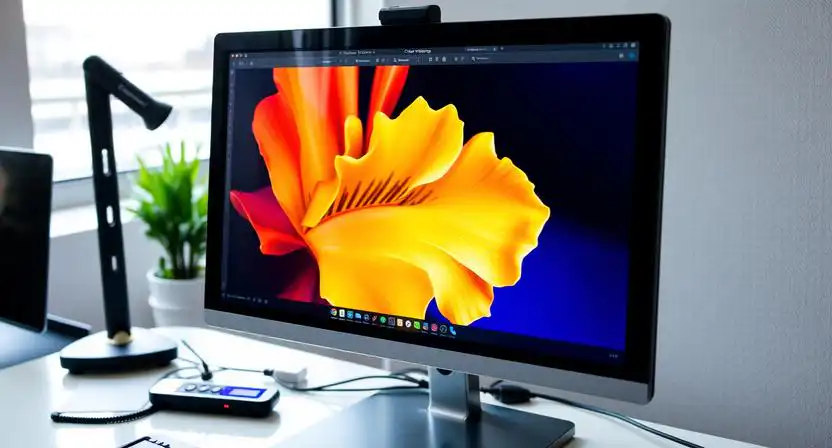 kalibrovany monitor so zobrazenou fotografiou pripravenou na tlac