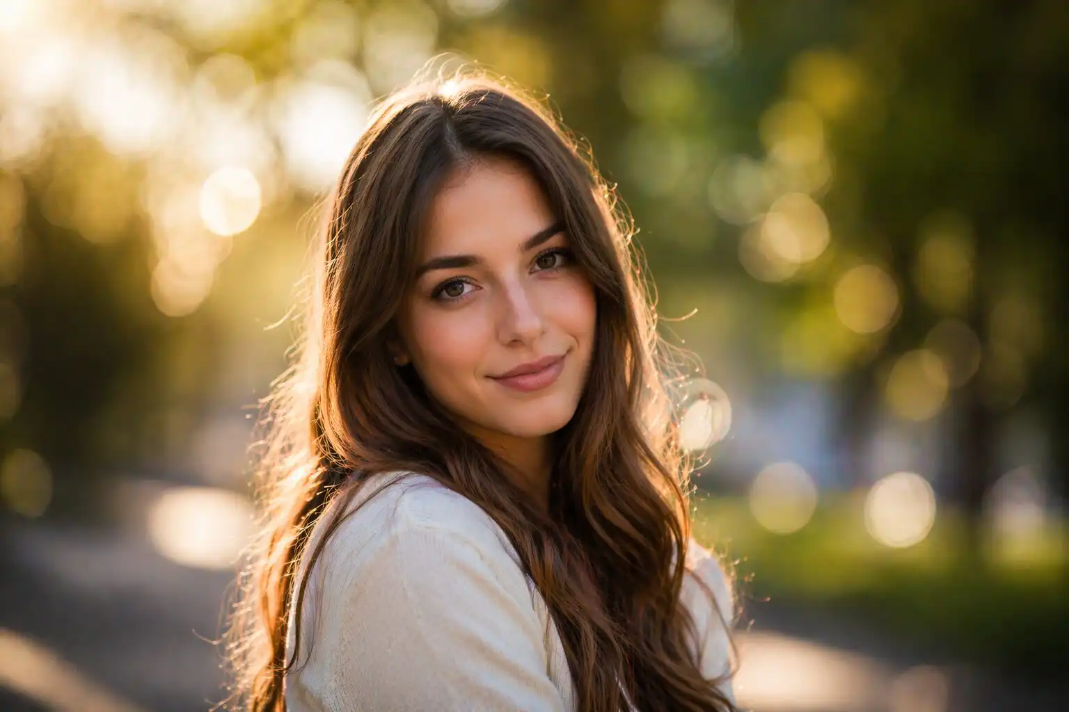 portrét s výrazným bokeh efektom na full frame fotoaparáte v prirodzenom svetle