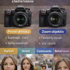 Pevné ohnisko vs zoom objektív – čo je lepšie na portrét, street, cestovanie a bežné fotenie