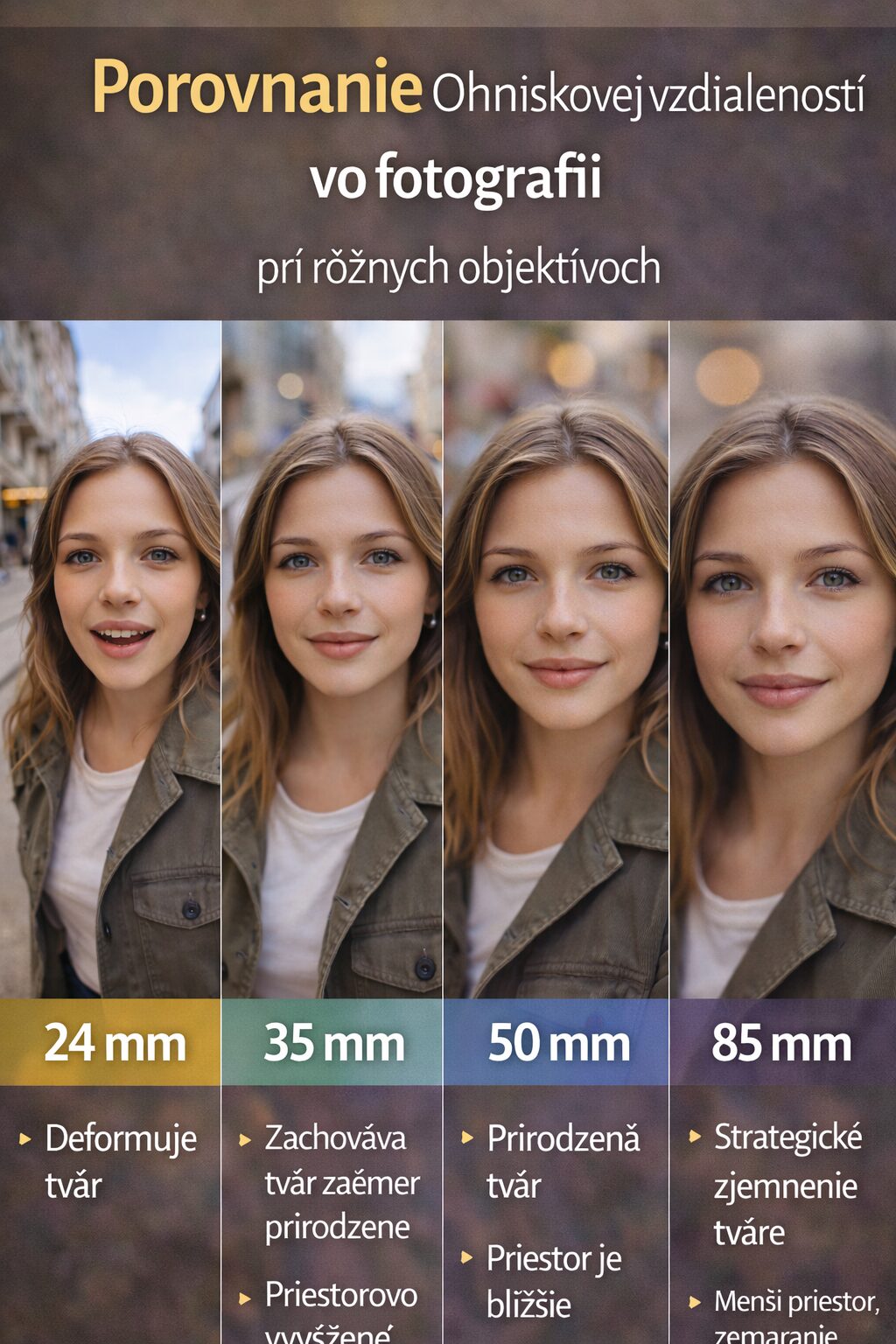 porovnanie ohniskovej vzdialenosti vo fotografii pri rôznych objektívoch