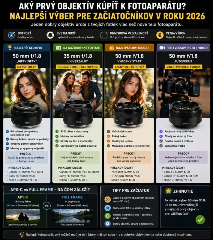 Aký prvý objektív kúpiť k fotoaparátu – najlepší výber pre začiatočníkov v roku 2026