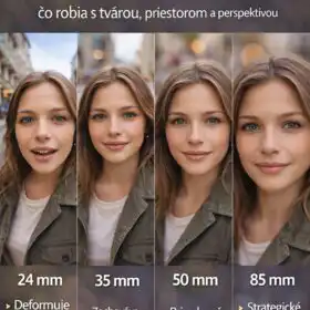 Ohnisková vzdialenosť vo fotografii – 24 mm, 35 mm, 50 mm, 85 mm a čo robia s tvárou, priestorom a perspektívou