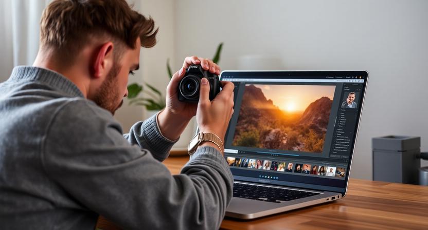 upravovanie raw fotografie v lightroome na notebooku