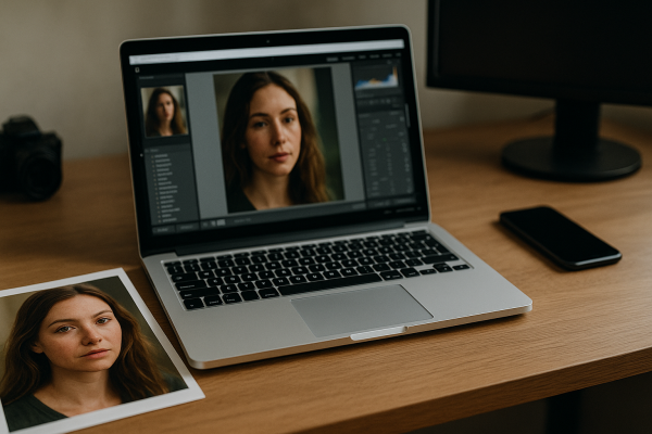 Úprava fotografií na monitore alebo v mobile - portrét bez plastovej pleti
