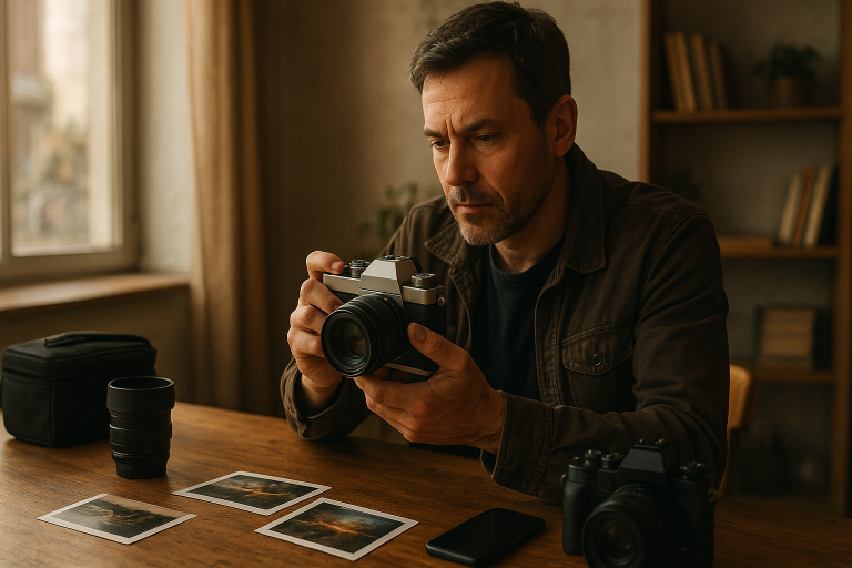 Editorialny vizual k teme Fujifilm rumors 2026 bez loga a bez citatelneho textu