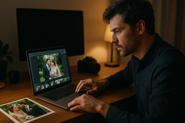 Editorialny vizual k teme Photo Mechanic vs Lightroom culling bez loga a bez citatelneho textu
