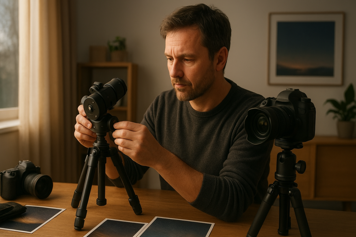 Editorialny vizual k teme star tracker pre začiatočníka a pokročilejšieho astro nadšenca bez loga a bez citatelneho textu
